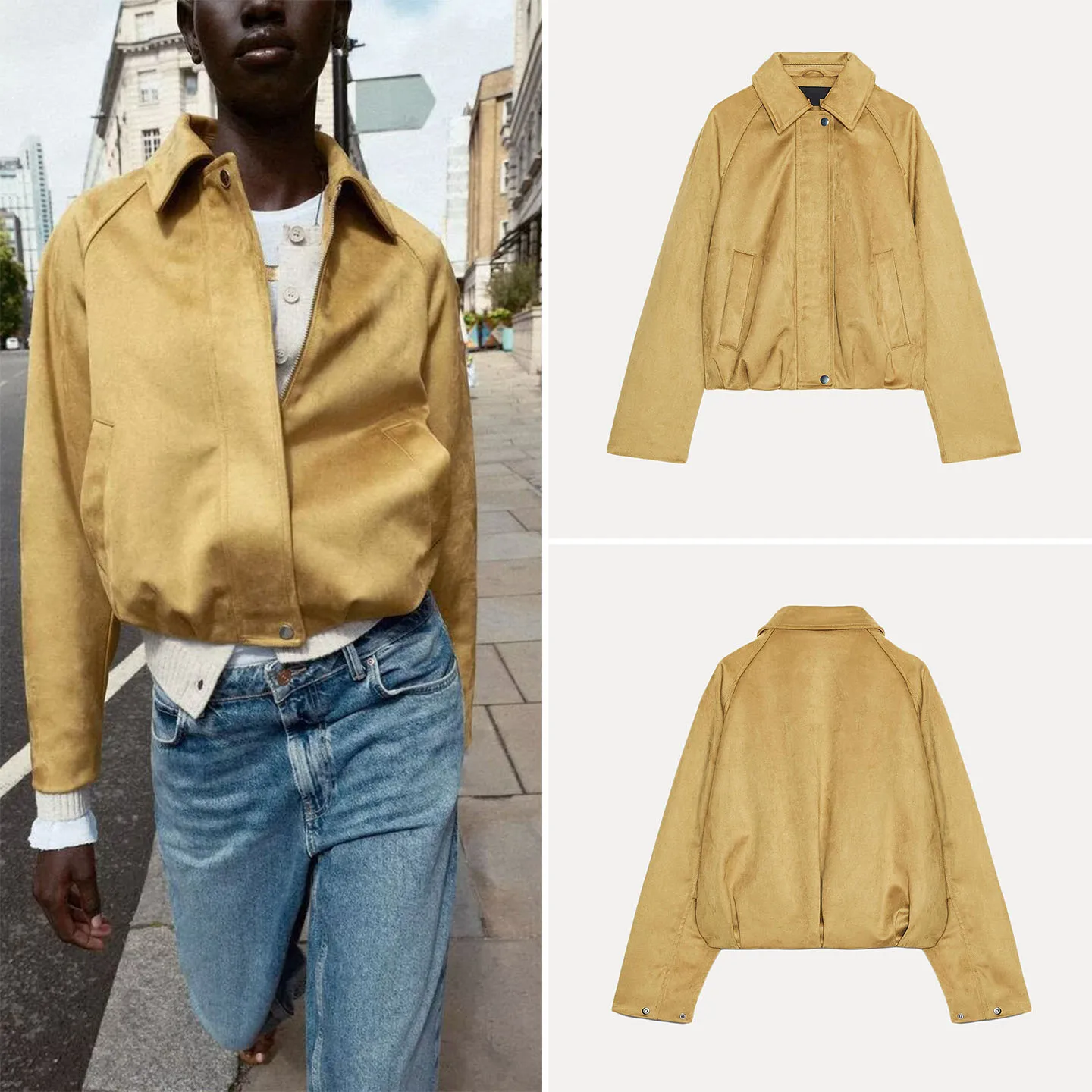 

Sweet Sle Pilot Jaet Women's Faion Fall New Arrival Velvet Effect Outerwear ort Coat Ladies' Premium Quali Coat