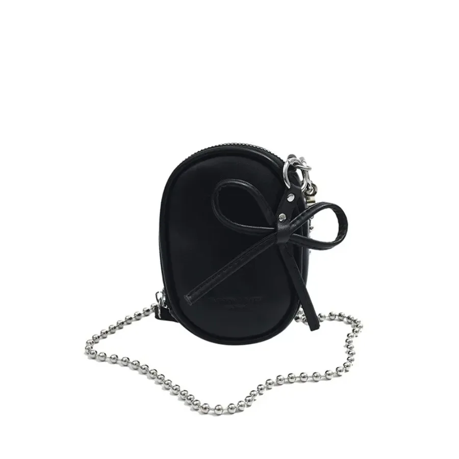 

Details niche fashion bow crossbody bag mini ins Korean version of lipstick women's bags versatile pearl chain coin purse