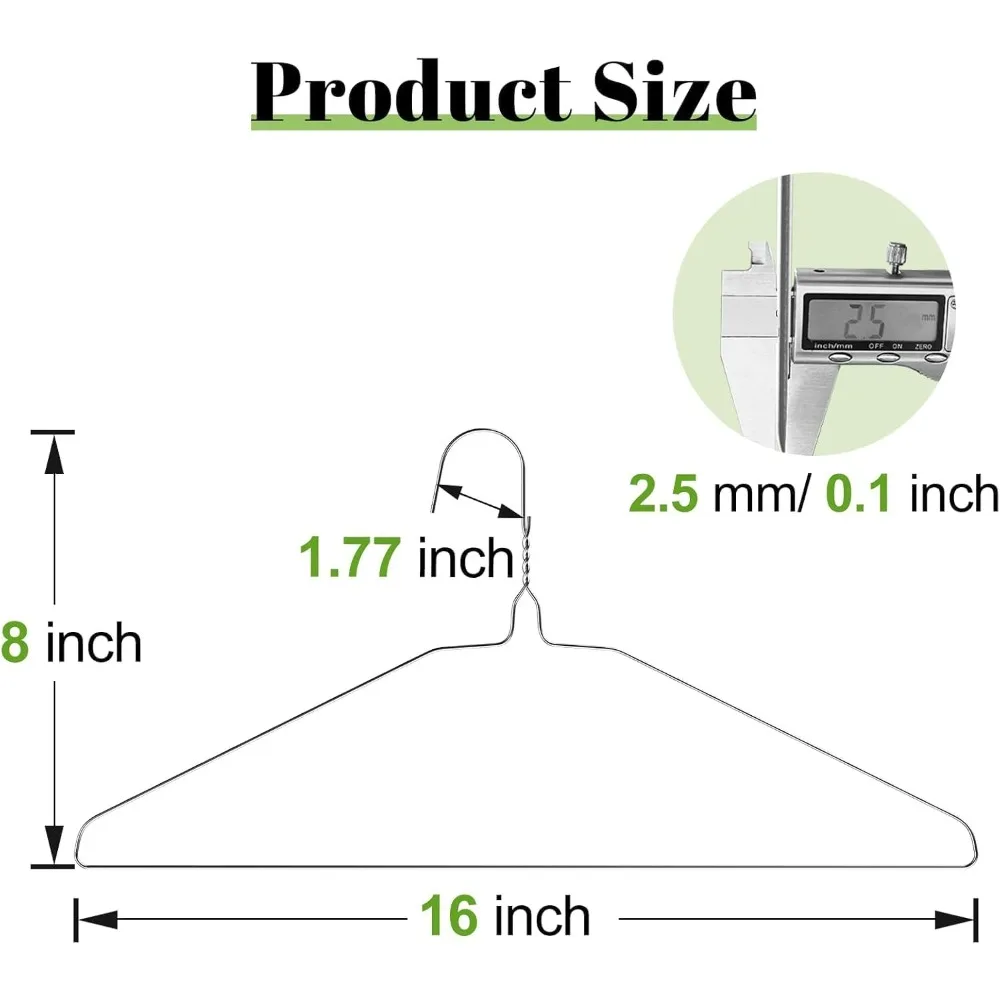 Confezione da 200 grucce in filo metallico, calibro 16 pollici 12, design sottile per risparmiare spazio, ideali per cappotti, abiti, camicie, pantaloni, gonne