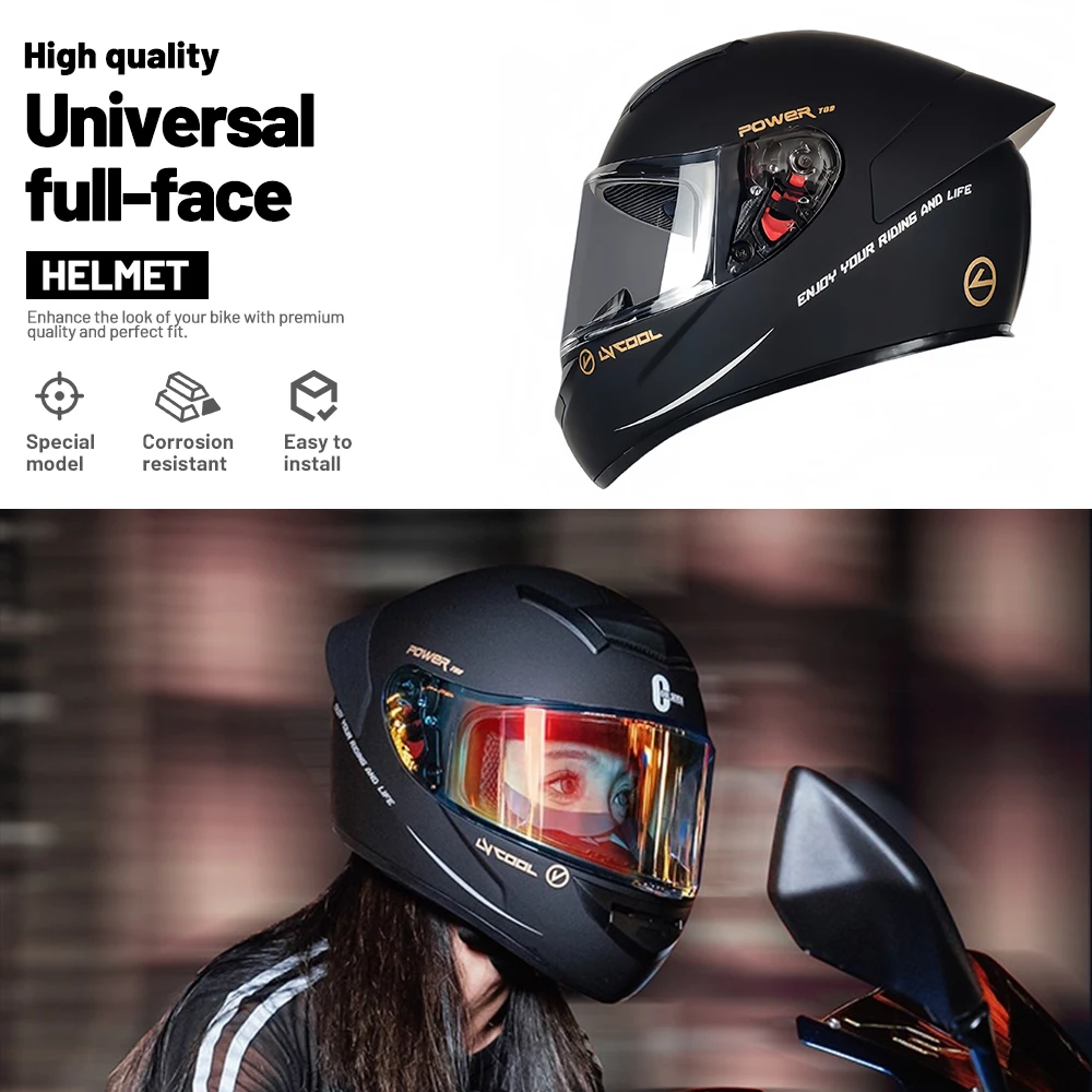 Full Face Motorcycle Helmet Dual Visor Inner Sun Shield Motocross Racing Street Touring Helmets for Adult Men Women DOT