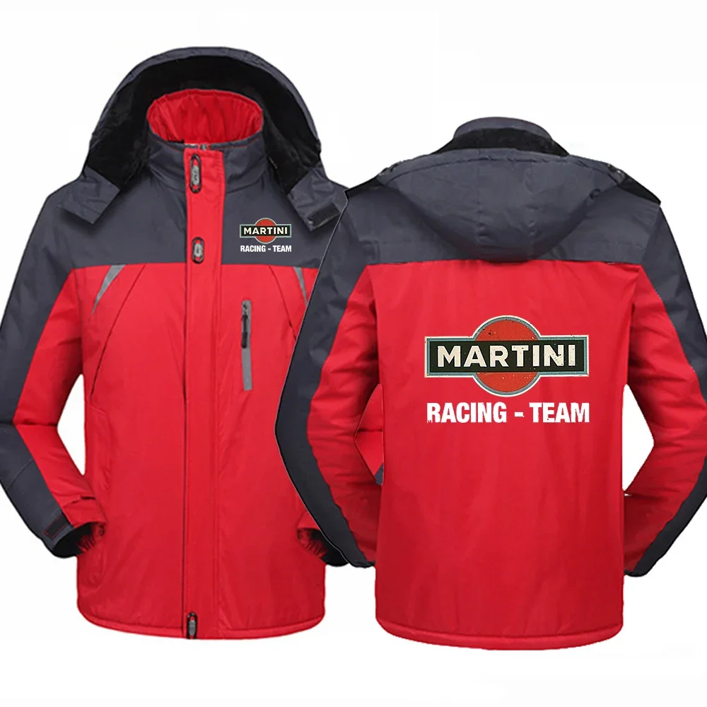 2024 Autumn Winter Men's Martini Racing Logo Printed Popular Splicing Cotton Liner Windproof Warm Thickened Zip Windbreaker Coat