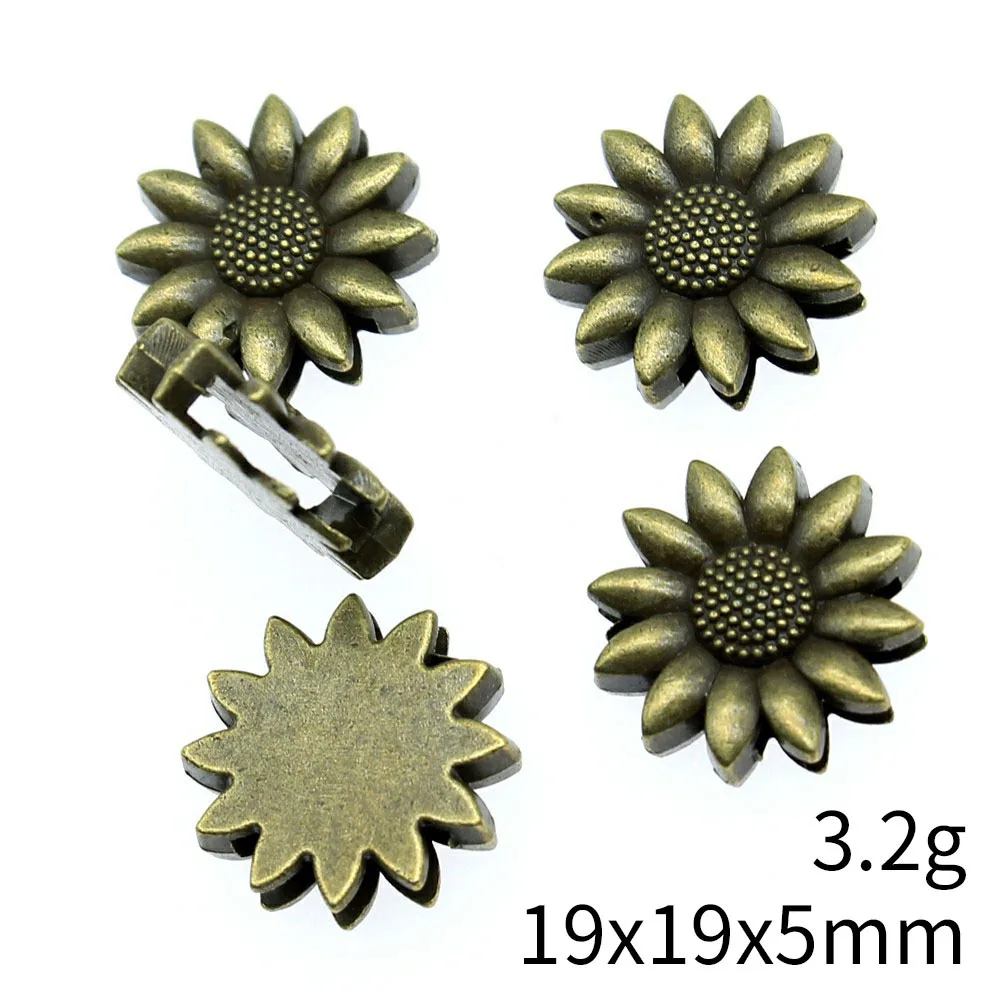WYSIWYG 10pcs 19x19x5mm Antique Bronze Color Sunflower Wear Bracelet Beads Handmade Jewelry Findings For DIY Jewelry Making