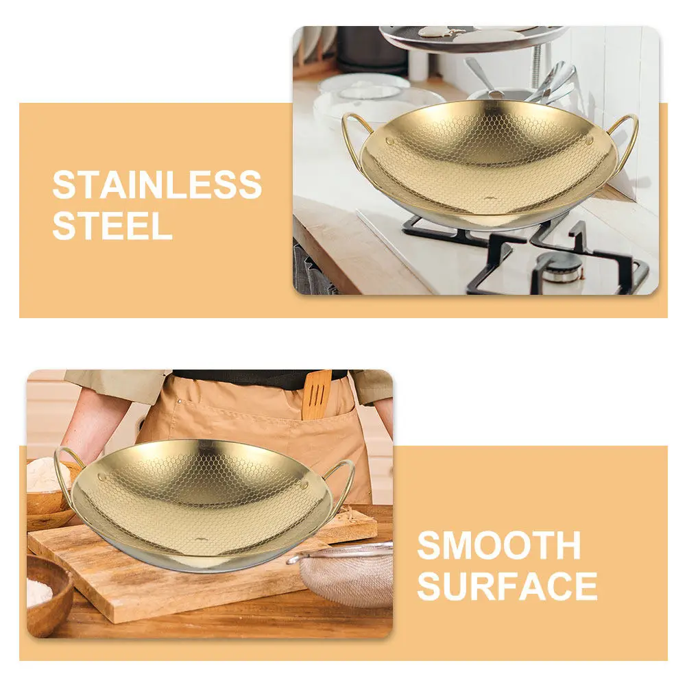 

Premium Stainless Steel Wok Pan 20Cm Round Bottom Cooking Pot for Hot Pot Seafood Stir Fry Kitchen Cookware Pan Set