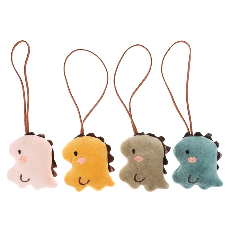 Cute Dinosaur Name Sticker Pendant Anti-lost Mark Name Tag Charm Keychain Bag Decor Cartoon Animal Plush Stuffed Doll