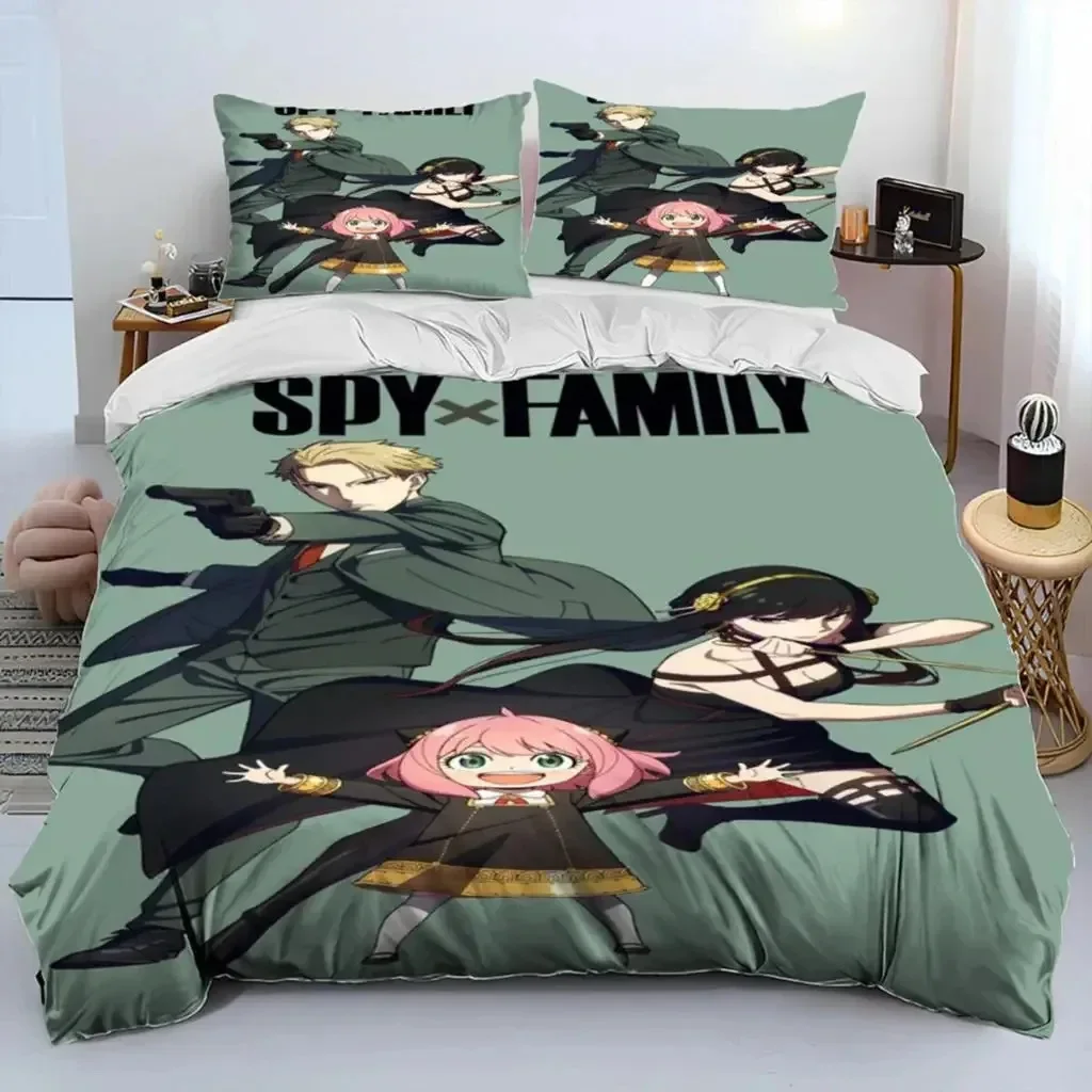 3PCS Single-sided Anime An-ya Printed Comforter Bedding Sets Comfortable Bedspreads Comforter Duvet Bedding Birthday Gift King