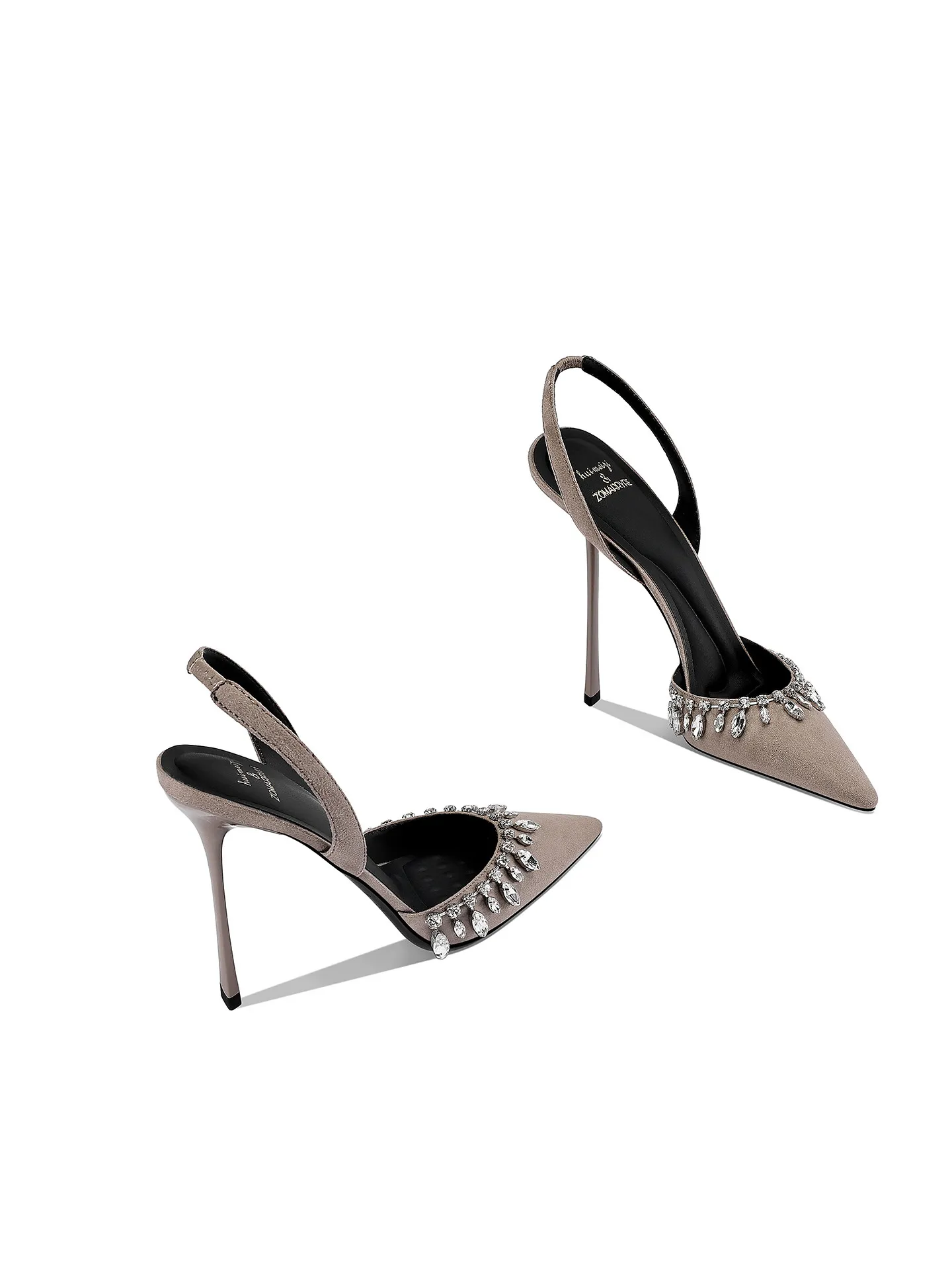 Spring and Summer New High-end Women's High Heels, Rhinestone Pointed Thin Heels Versatile Fashion Handmade Women's Shoes