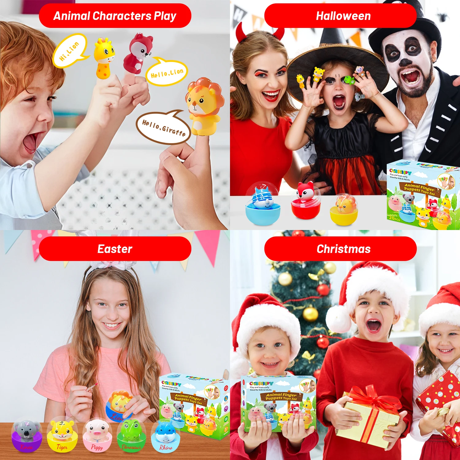 Marionnettes à doigts en caoutchouc souple pour enfants, 10 pièces, jeu de rôle pour les mains, poupée en tissu, jouets éducatifs pour enfants, cadeau  26