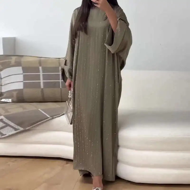 

2025 Autumn New Collection · Women's Round Neck Solid Color Loose Casual Large Size Long Dress Dubai Luxury Islam Elegant