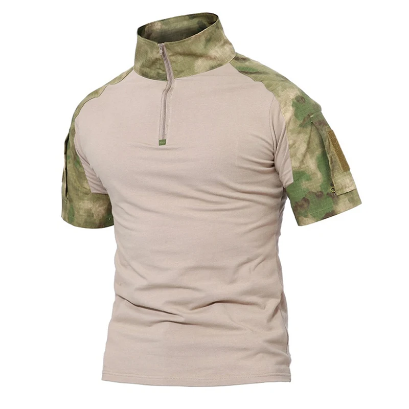 Military Tactical T-Shirt Mens Camouflage Short Sleeve Cotton Fat Slim Casual Workout Clothing Men Training Shirt