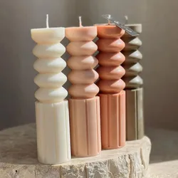 Round cake stacking cylinder candle silicone mold vertical stripe cylinder regular geometry candle silicone mold Acrylic PC mold