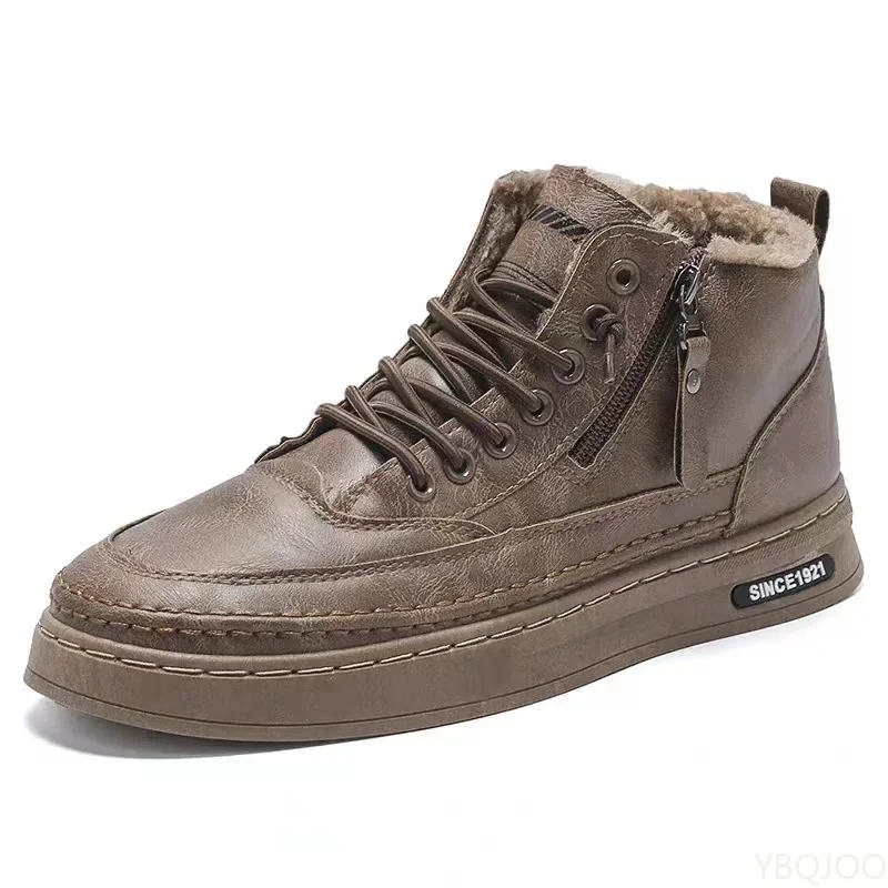 Autumn new fashionable versatile men's shoes high top boots thick sole height increasing wear-resistant casual trend men's shoes