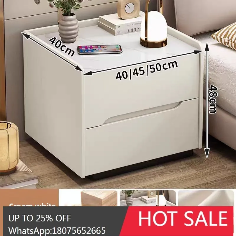 MJY Solid Wood Smart Bedside High-End Luxury Leather Small Bedroom Bedside