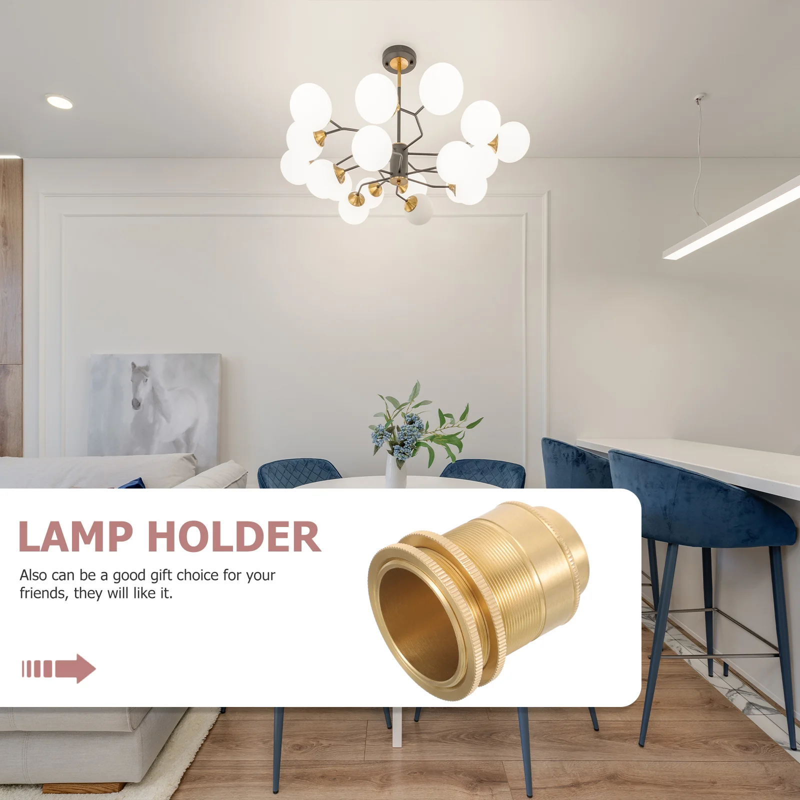 

Copper Lamp Socket Replacement E27 Bulb Holder Easy Install Light Socket Outlet for DIY Pendant Light Lamp Repair Kit