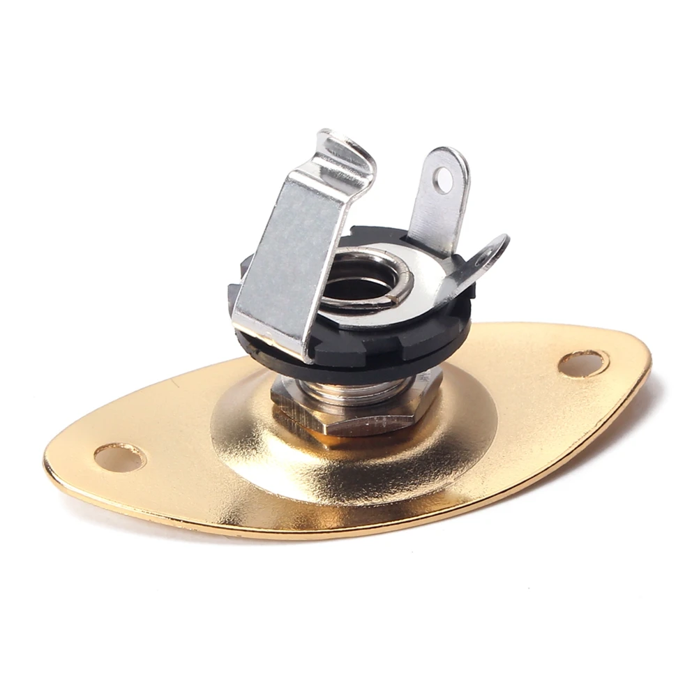 

Golden Socket Guitar Jack and Bass Replacement Input Plug Stereo Output Electric Plate Pickup