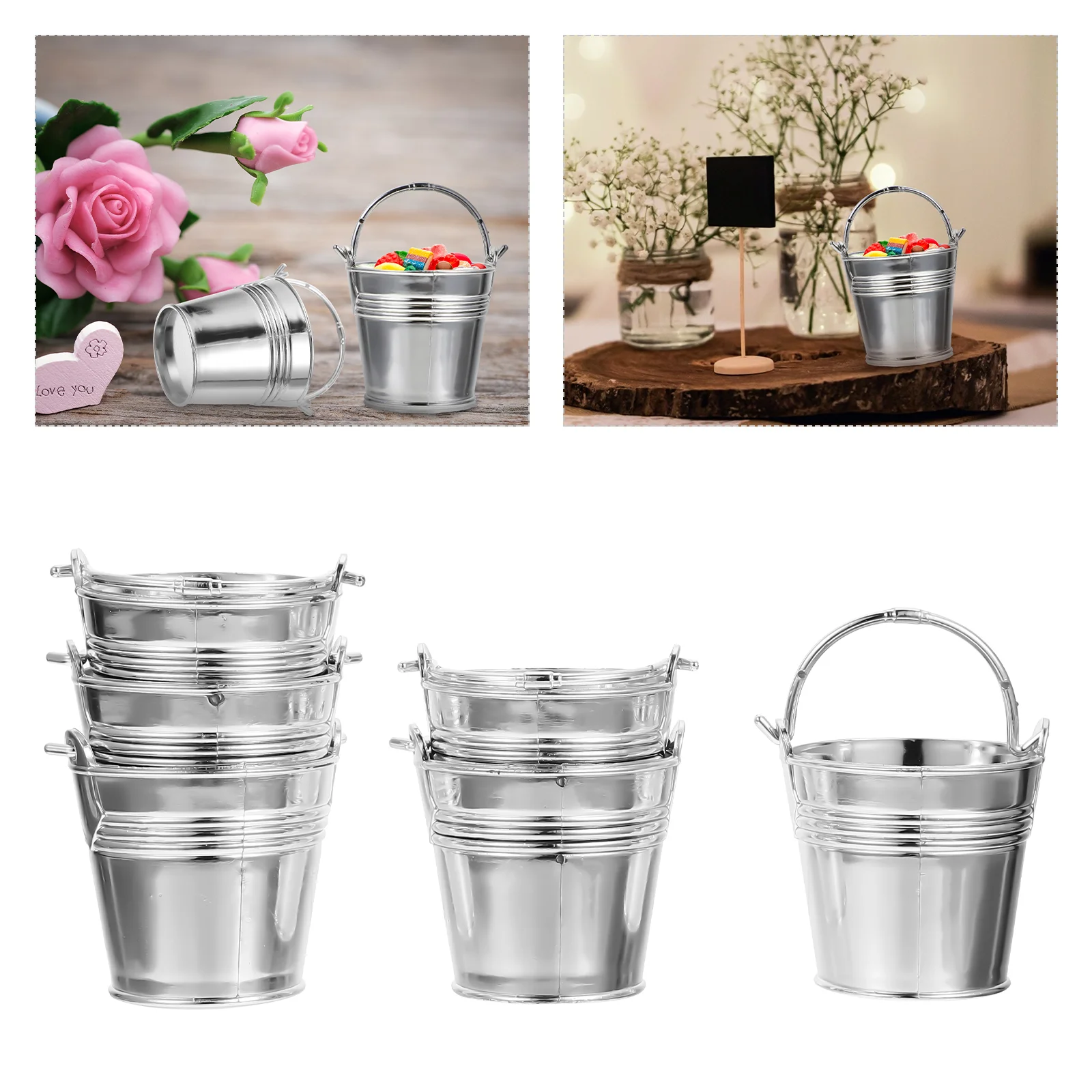 Buckets Bucket Mini Metal Tin Party Galvanized Pails Candy Snack Handles Holder Favors Snacks Flower Ice Favor Tinplate