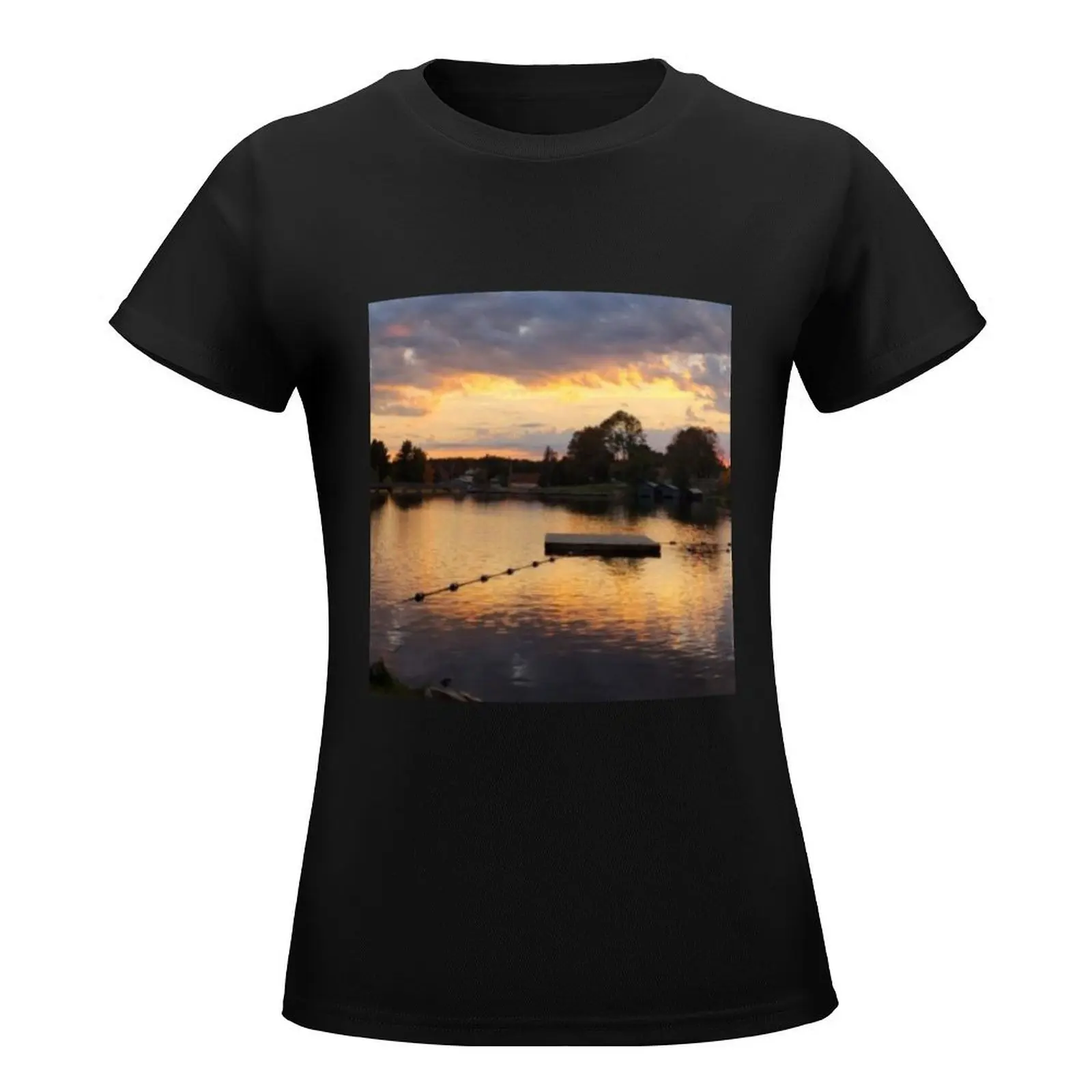 Sunset over the Magnetawan River - Northern Canada T-Shirt plus sizes designer clothes Women luxury