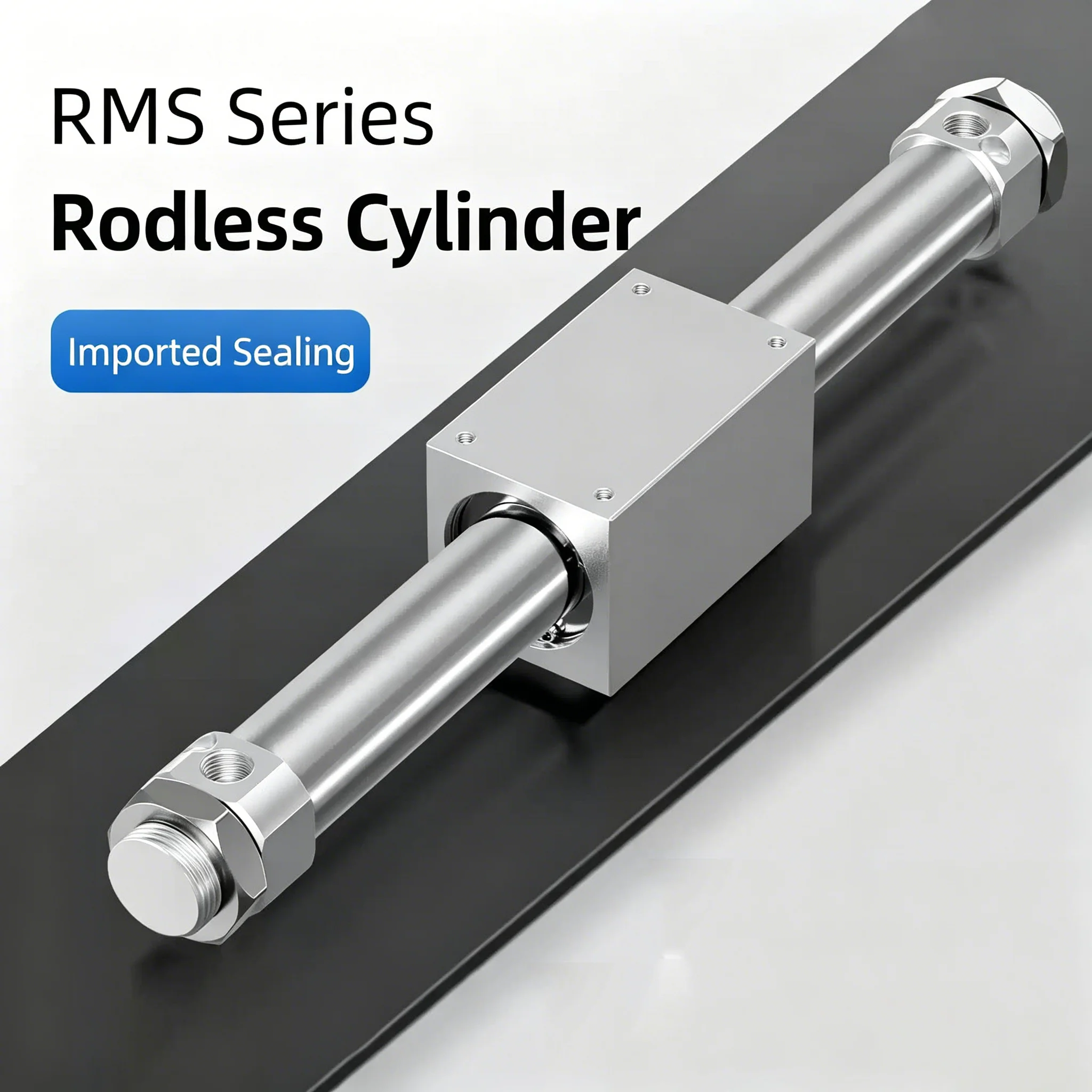 RMS Series Air Cylinder 10/16/20/25/32 40mm Bore Rodless Magnetic Cylinders 50 100 150 200 250 300mm Stroke Pneumatic Cylinder