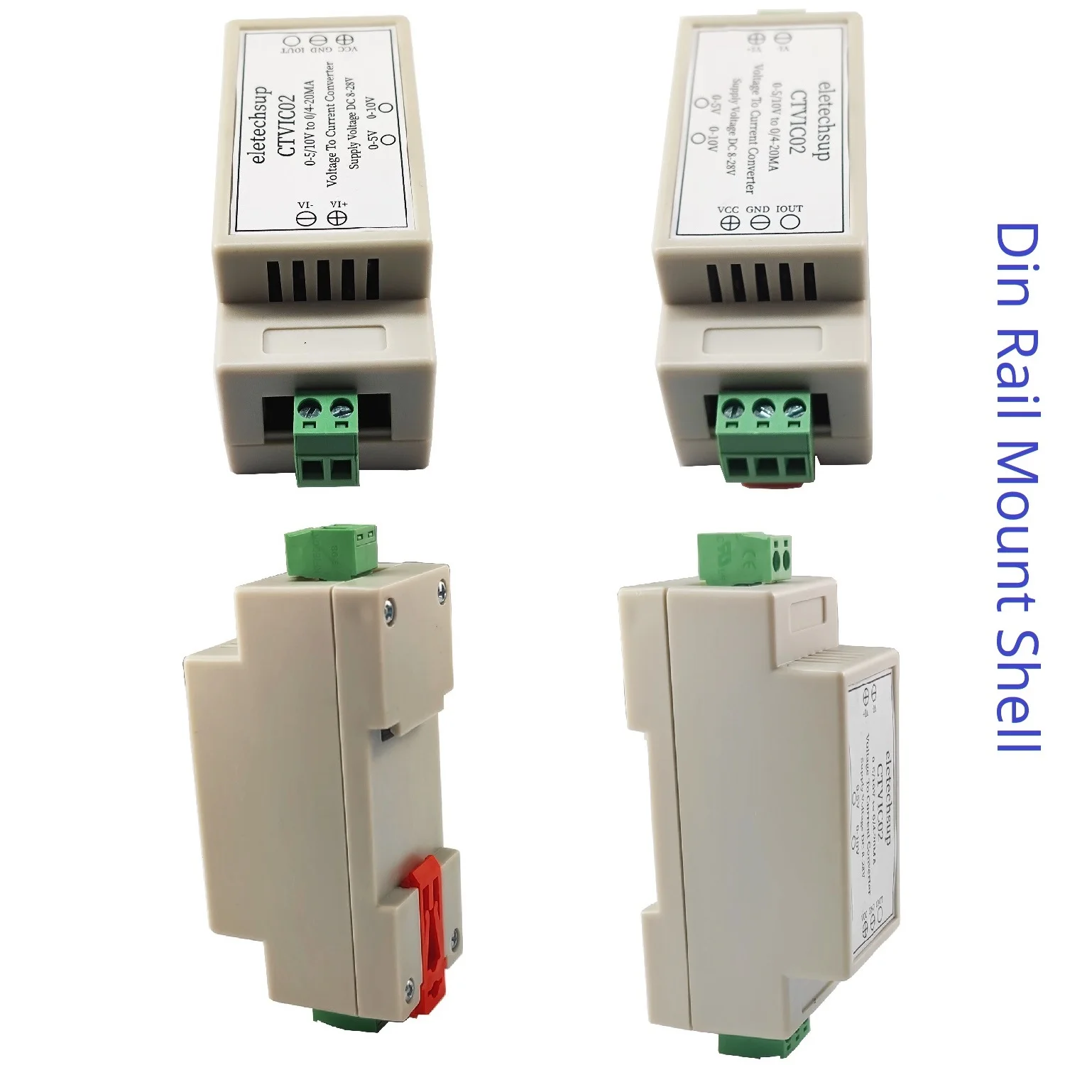Konverter IO Analog Pemancar Tegangan ke Arus untuk PLC HMI RS485 - Modul Pemasangan Rel Din