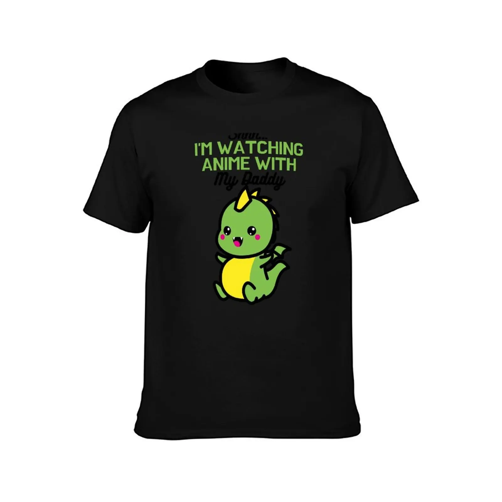 Fun Anime Baby Shhh Im Watching Anime With Daddy Fun Anime Kids T-Shirt, Summer Casual Cotton Tee, Oversized Streetwear Tops
