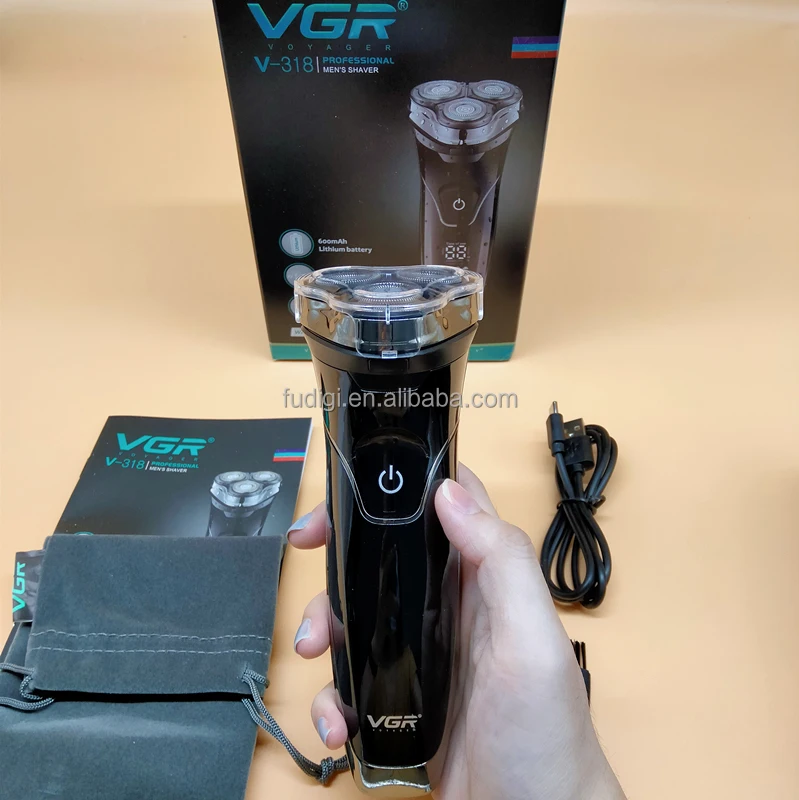 Vgr 318-男性用電気シェーバー,プロ用シェーバー,フローティングひげシェーバー,防水,充電式,ipx7