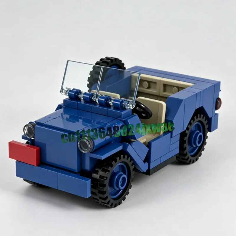 142-teiliges MOC Blaues Vierrad-Geländefahrzeug-Modell Benutzerdefinierte Bausteine DIY Kreatives Montage-Lernspielzeug Geschenkkollektion