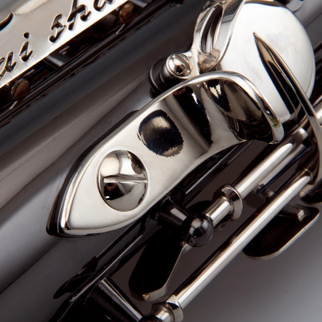 Hand Engraved Flowers Black Nickel Body Alto Saxophone Tone Lacquered Finish Woodwind Instrument For Professional Performance