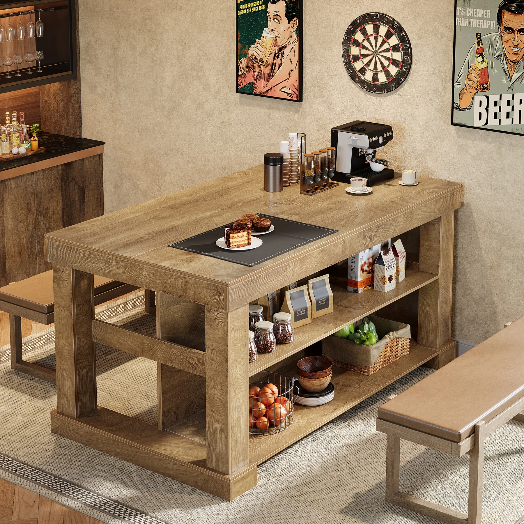 # Modern Luxury MDF Wood Display Wine Bar Rack Cabinet Customized Luxury Bar Cabinet Table With Storage Feature