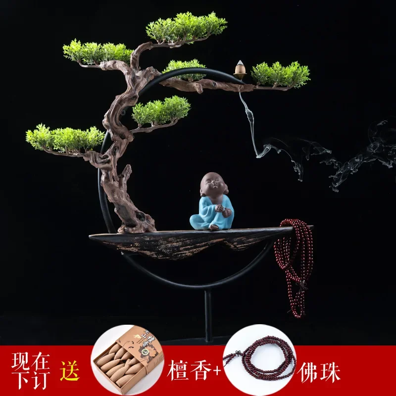 New Chinese Zen Ornaments Backflow Censer Bedroom Ornaments Living Room Creative Ornaments Aloe Resin Crafts Home Accessories