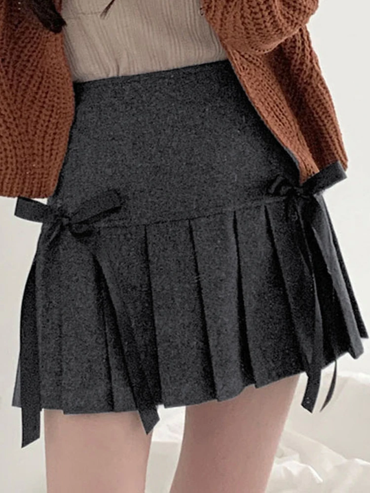 

Pleated Skirt Women Preppy Style Mini Skirts Lady Sweet Bow High Waist Y2K Skirts Spicy Girls Short A Line Faldas Para Mujeres