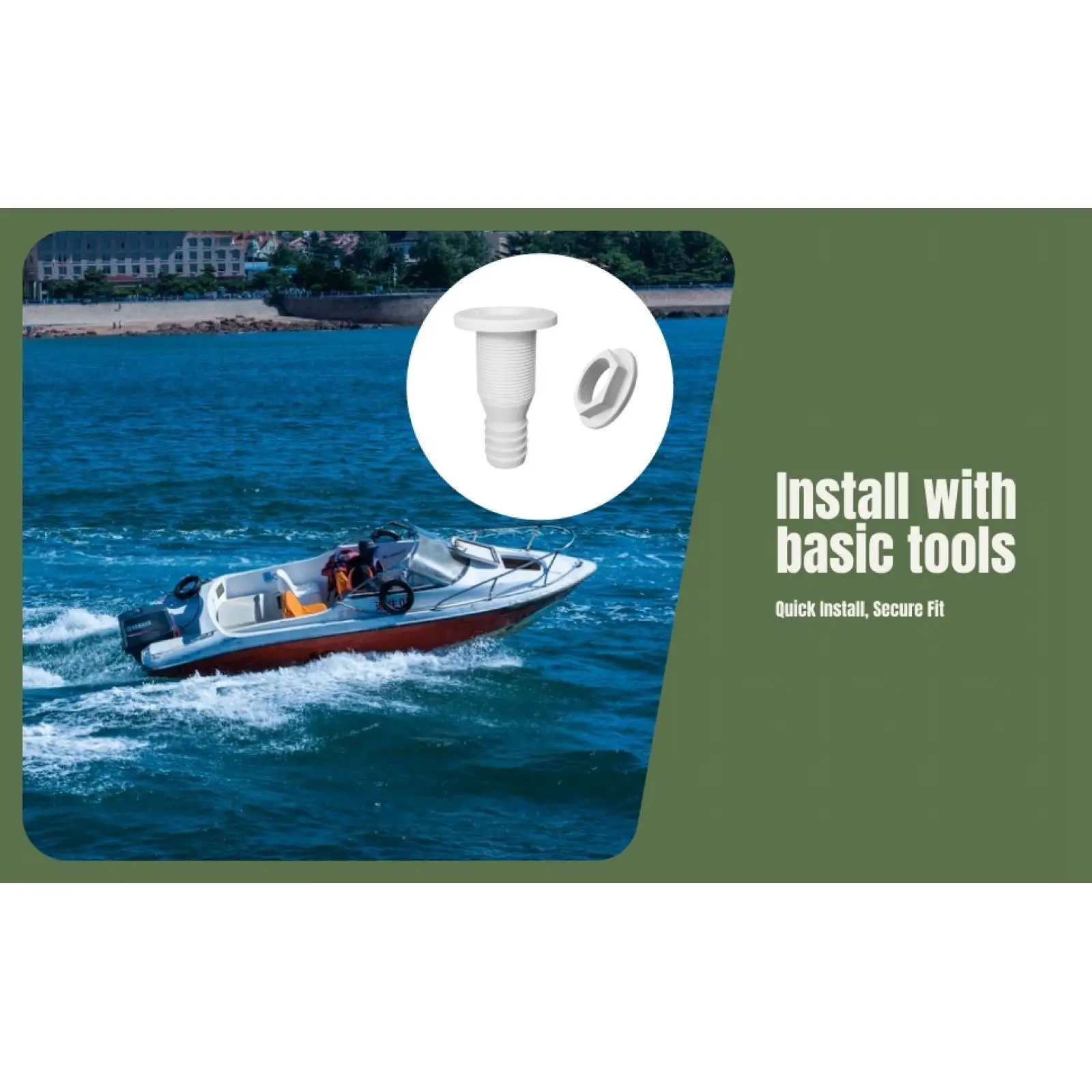 Boat Plumbing Thru Hull Fitting White Plastic Hose Connector Drain Plug for Sports Outdoors Yacht Use