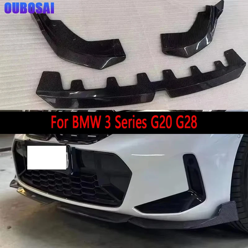 

Для BMW 3 серии G20 G28 325i 330 2023 + передний бампер автомобиля из углеродного волокна, переключатель, спойлер, диффузор, передняя губа, подбородок, комплект кузова