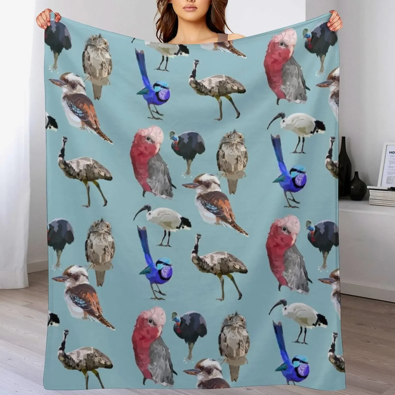 Mixed Aussie bird Throw Blanket Men's Soft Warm Throw Blanket for Couch