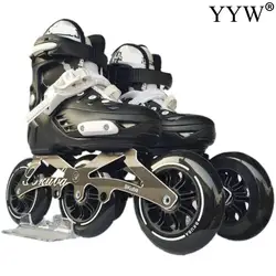 Zapatos de Skate en línea profesionales para adultos, patines de 3 ruedas, zapatillas de Patinaje de Velocidad de carreras con 4 ruedas, tamaño ajustable, hombres y mujeres