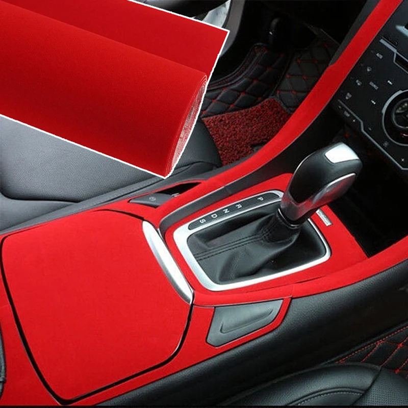 

Универсальная автомобильная бархатная тканевая наклейка, фланелевая ткань, самоклеящаяся клейкая наклейка для украшения салона автомобиля, черный, серый, красный, декор «сделай сам»