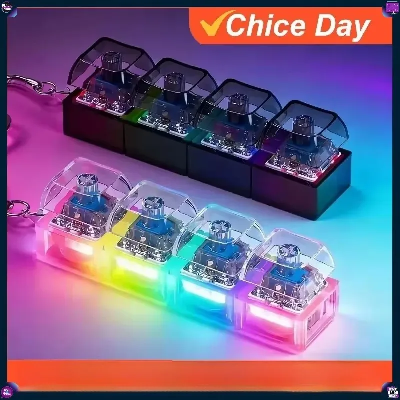 LED Portable Keychain Keyboard Light up Desk Toy for Office Stress Relief Car Decorations Portable Gifts
