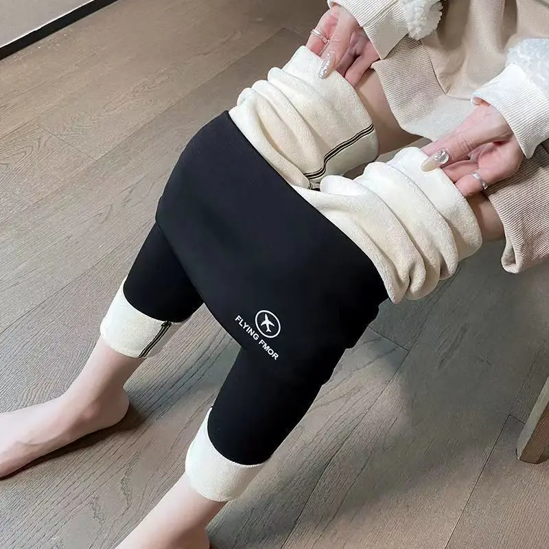 EVNISI Casual Women Leggings Underwear Thermal Waist Fleece Tight Warm Trousers Cashmere Pants For Women 2024 Spring