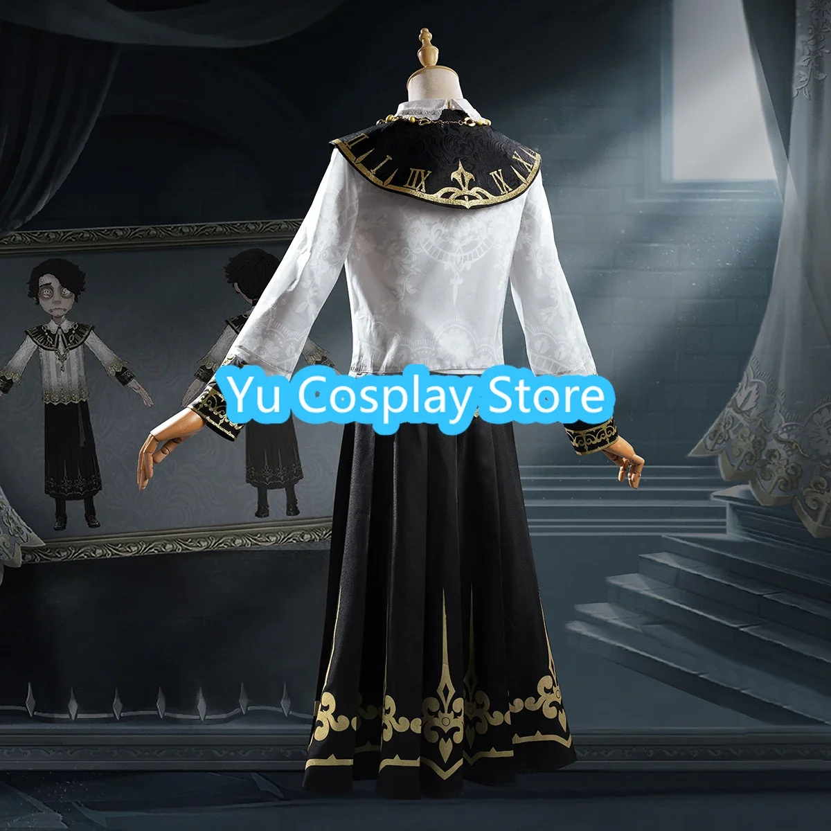 

Yu-Cosplay Clock Keeper Aesop Carl Cosplay Costume Game Identity V Embalmer White Suit Fancy Party Outfits Halloween Uniforms