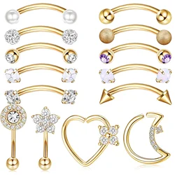 FASACCO 1PC Eyebrow Rings for Women Men Surgical Steel Piercing Jewelry Curved Barbell Helix Tragus Piercing Daith Rook Earrings