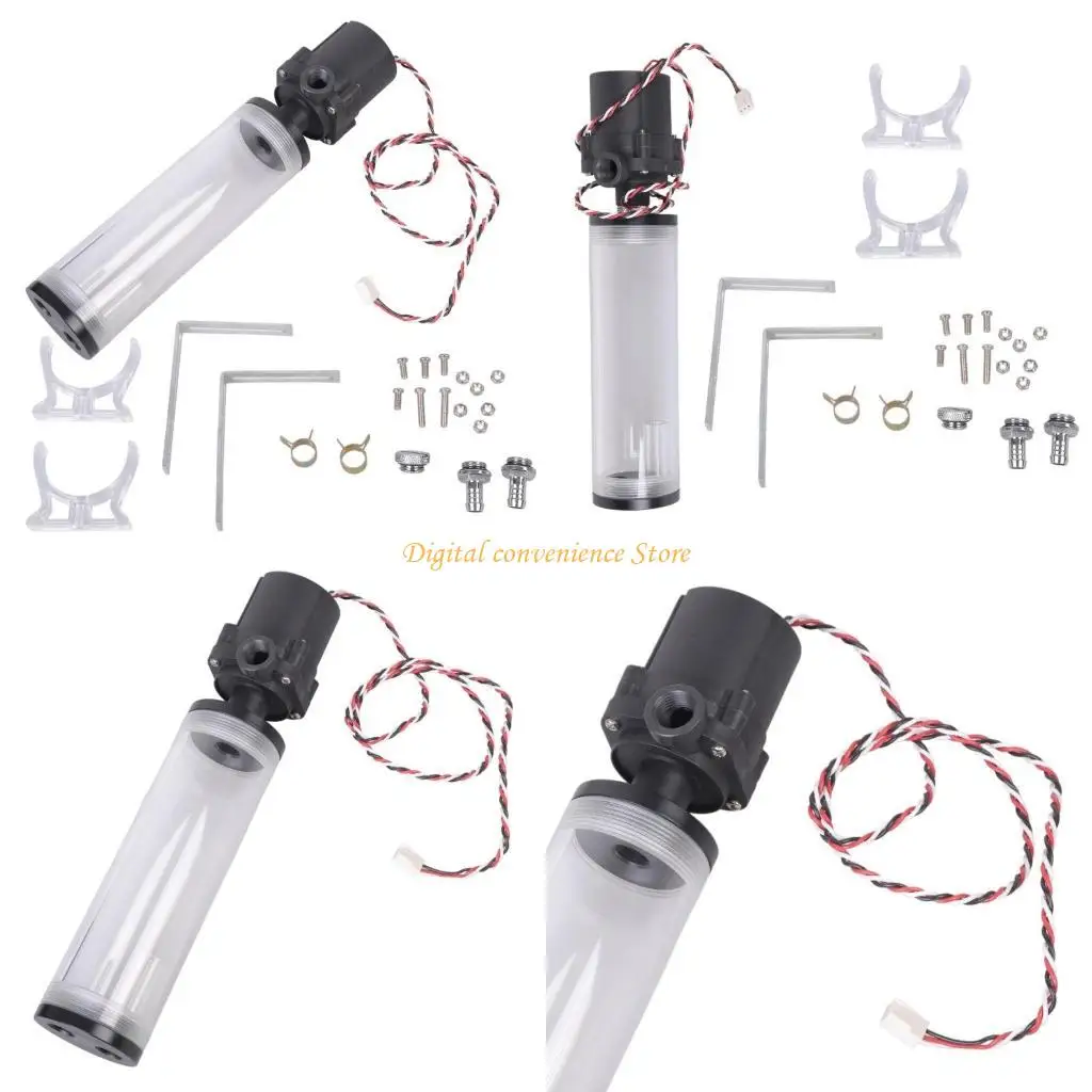 

97QA G1/4 "Резьба XHC8 + 160 мм Цилиндр Компьютерная вода для резервуара 12 В 19 Вт ПК Водяное охлаждение SC600 Насос Радиатор