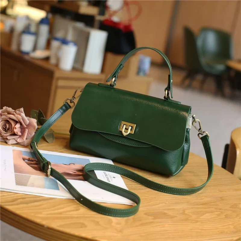 

2025 New Genuine Leather Handbag Female Retro Temperament Commuter Women's Bags Broadband Fashion Multi Bag Shoulder Crossbody