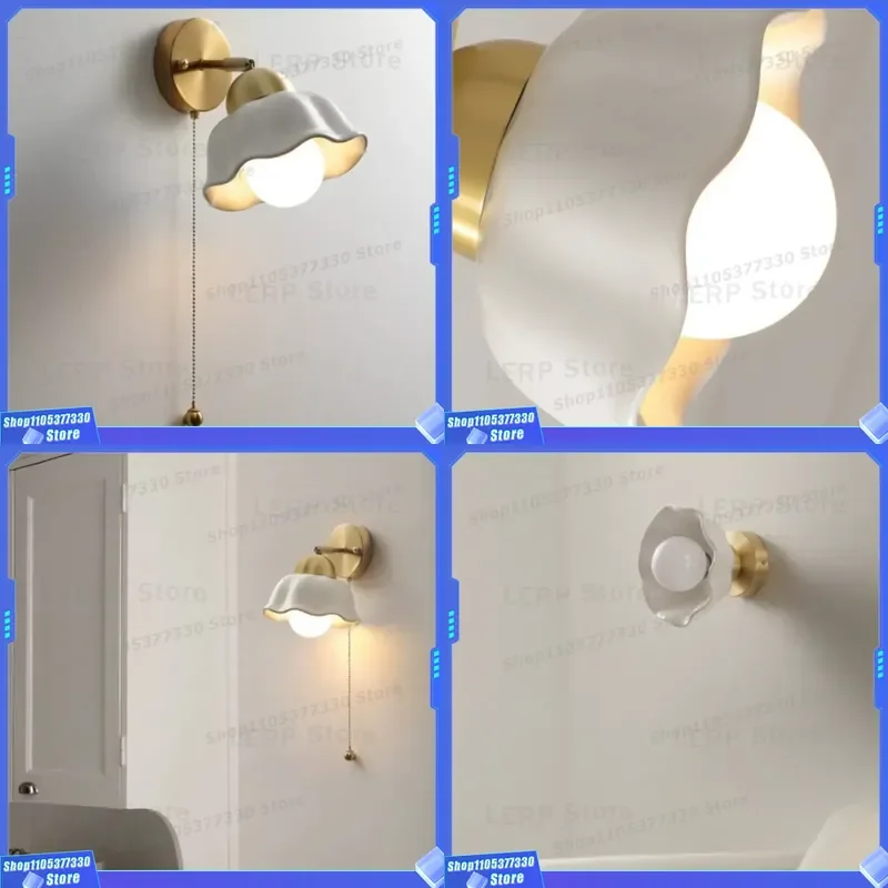 European Medieval Style Ceramic Wall Lamp Luxury Simple Bedside Light Soft Warm Atmosphere Lighting Fixture for Bedroom Decor