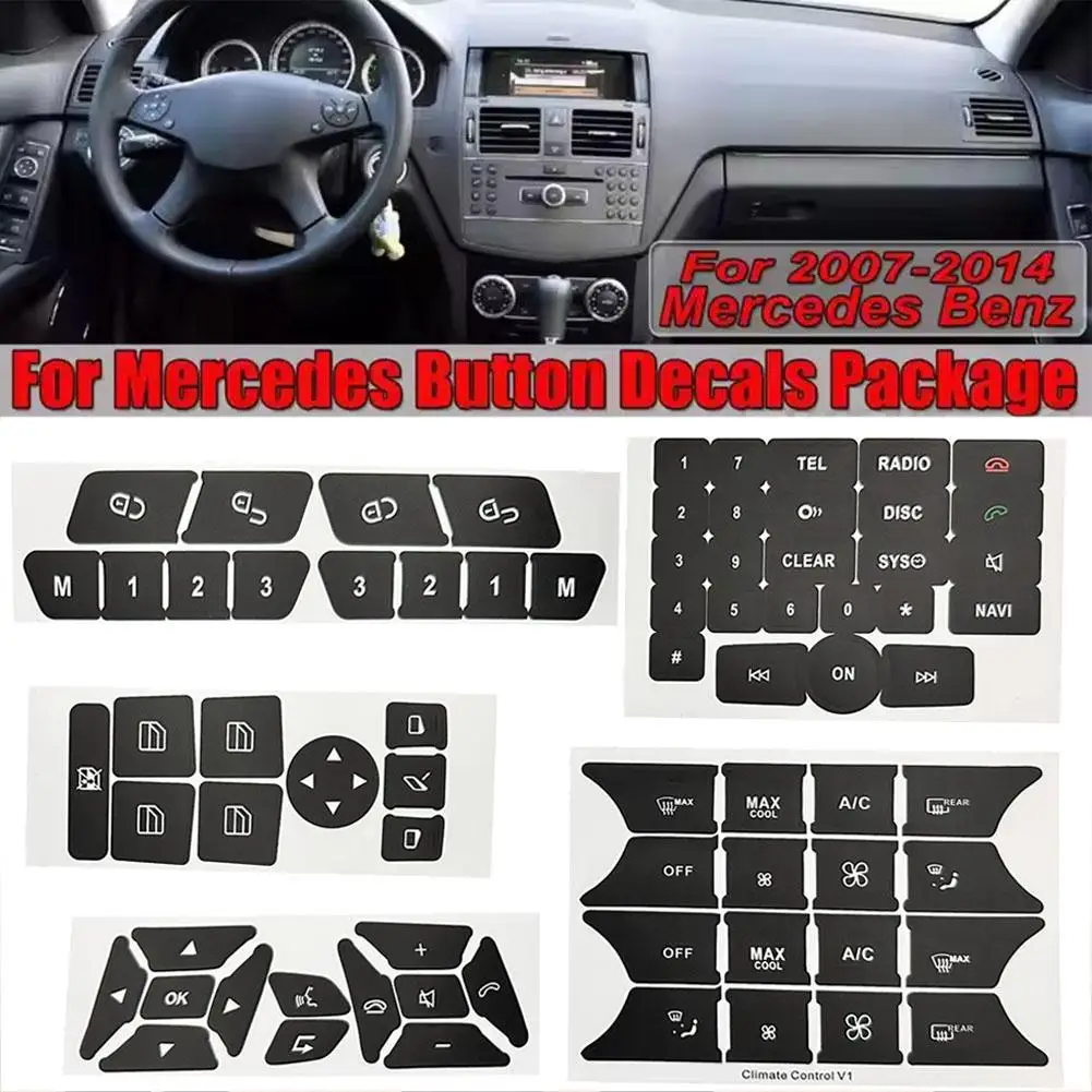 

PVC Interior Car SwitchKnob Button Repair Decal Sticker For W204 S204 C204 R172 W218 W212 C207 A207 R231 W176 W246 X204 N E I2G7