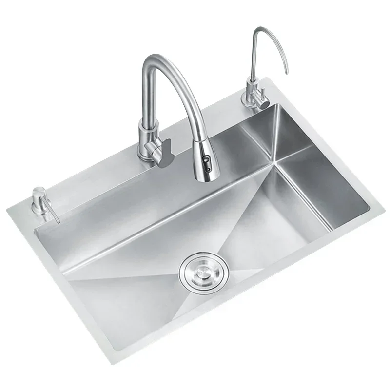 304 Stainless Steel Sink Kitchen Handmade Single-slot Thickened Vegetable Basin Under-counter Basin Kitchen Sink Bar Washbasin