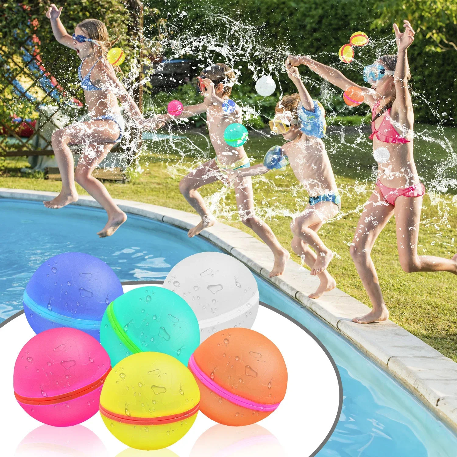 Ballons d'eau rechargeables en Silicone, auto-scellants, réutilisables, balles anti-éclaboussures pour piscine, jouet d'eau d'extérieur d'été pour enfants
