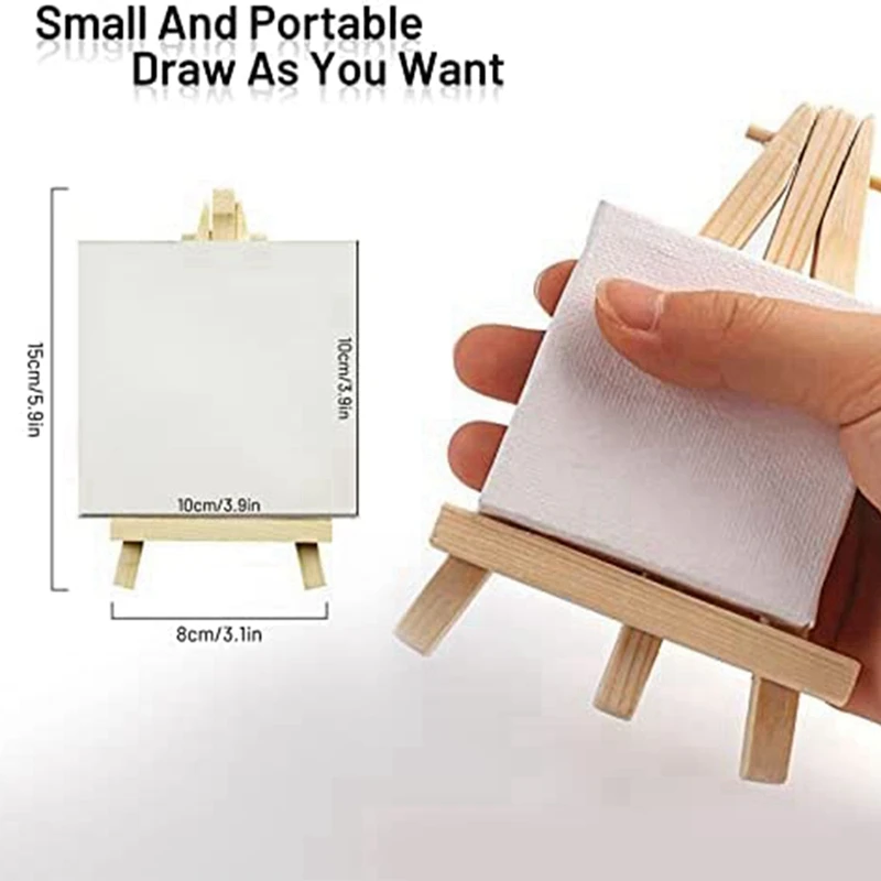 16 Pack 4 X 4 Inch Stretched Mini Canvases Small Painting Canvas With Easel Art Canvases For Kids Painting Craft