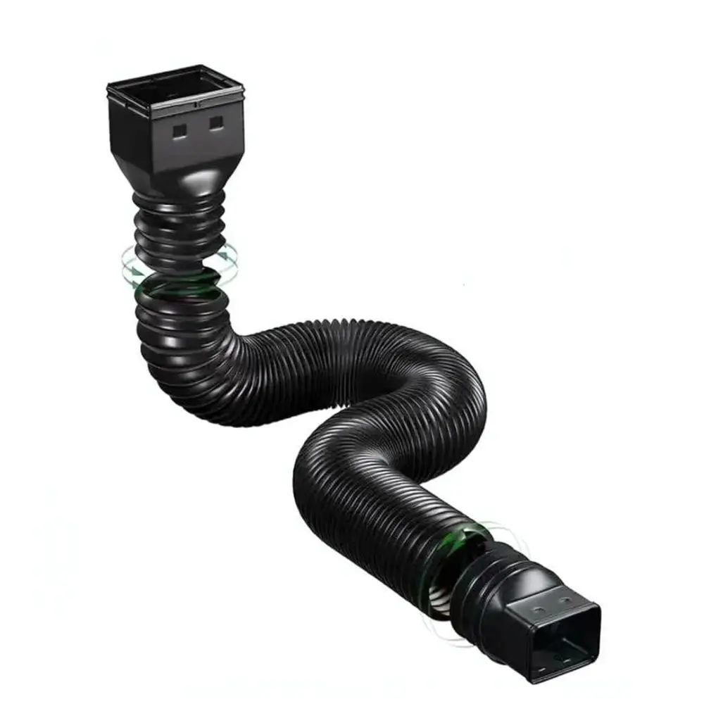 Adjustable HDPE Plastic Square Rainwater Drain Pipe Extender Gutter Hose For Villa Outdoor Wall Protection