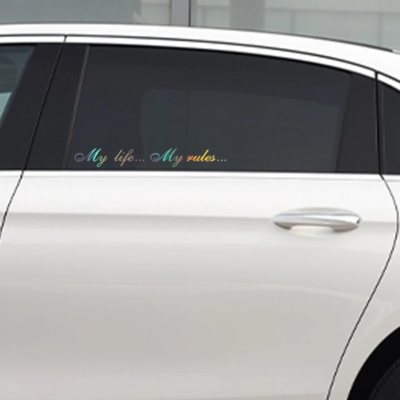 G080 20X2.5CM My Life My Rules Car Decal Reflective Laser 3D Car Stickers Decals Creative Vinyl Car Styling Auto Stickers