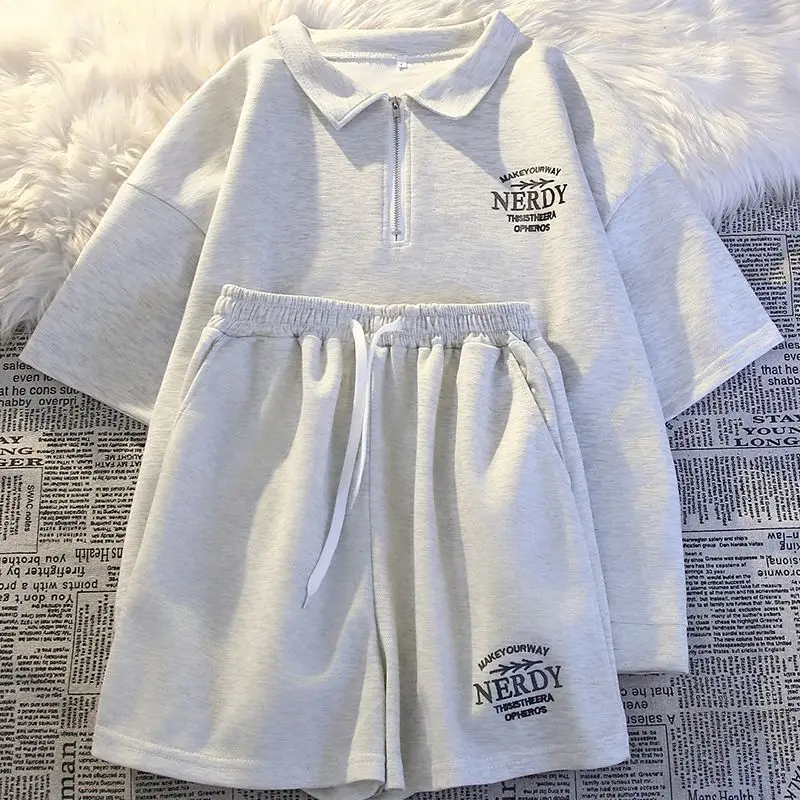POLO Collar T-shirt High-quality Spring and Summer Shorts Loose Sportswear Set Short Sleeved Casual Two-piece Set