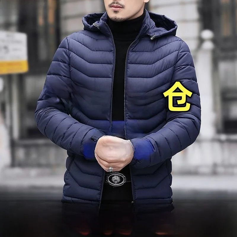 

Мужская зимняя хлопковая куртка с капюшоном, утепленная, повседневная, для среднего возраста, с наполнителем из полиэфирного волокна