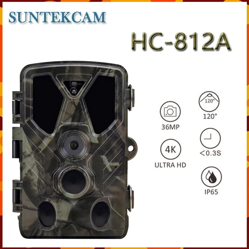 Outdoor HC-812A Hunting Trail Camera 36MP 2.7K  Wildlife Wireless Night Vision Photo Traps Tracking Camera Surveillance